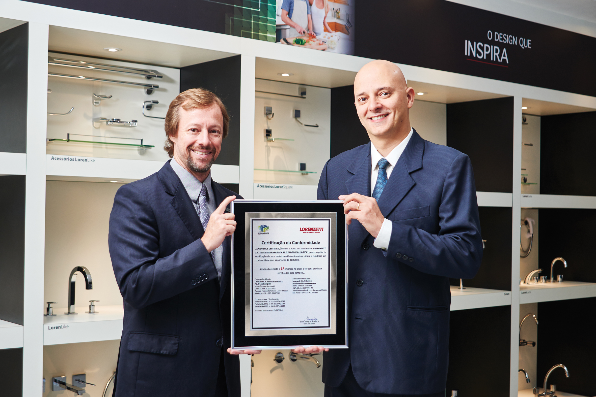 Lorenzetti é a primeira empresa de metais sanitários no Brasil a ter produtos certificados pelo INMETRO